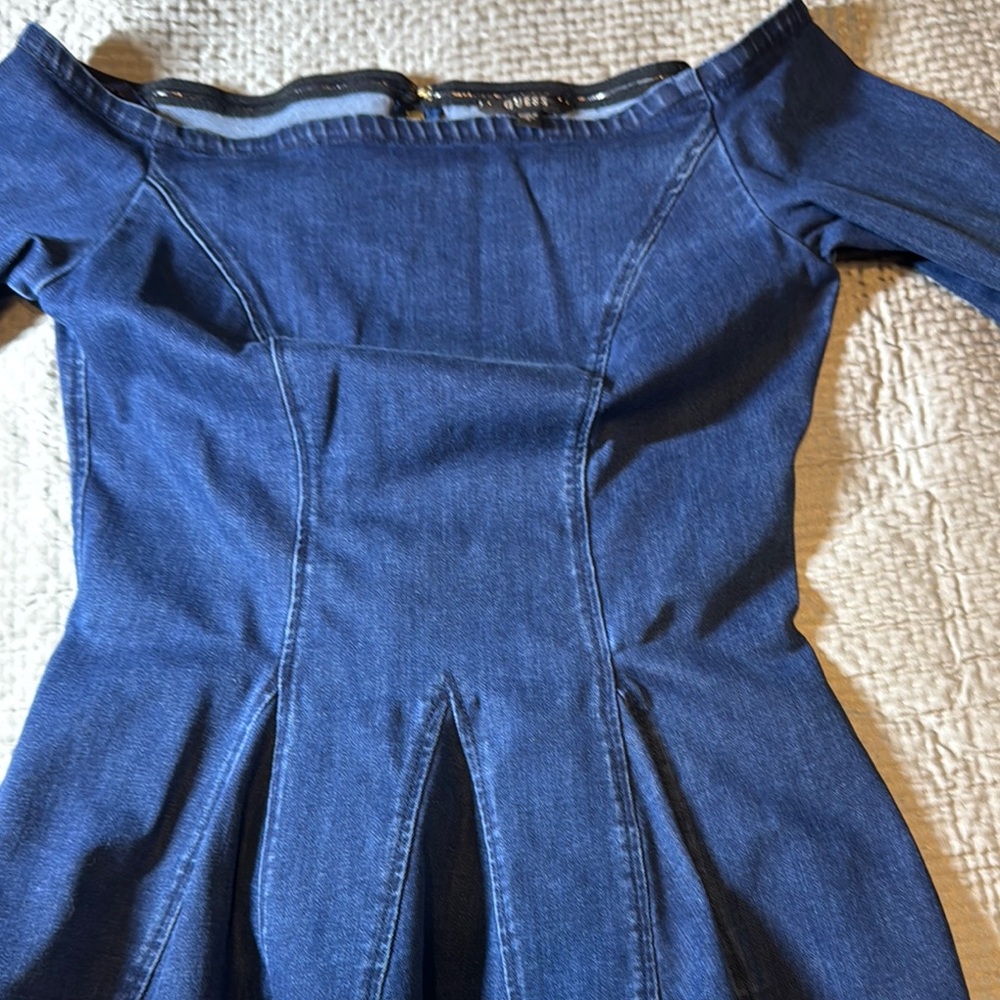 G by Guess Blue Asymmetrical Peplum Top